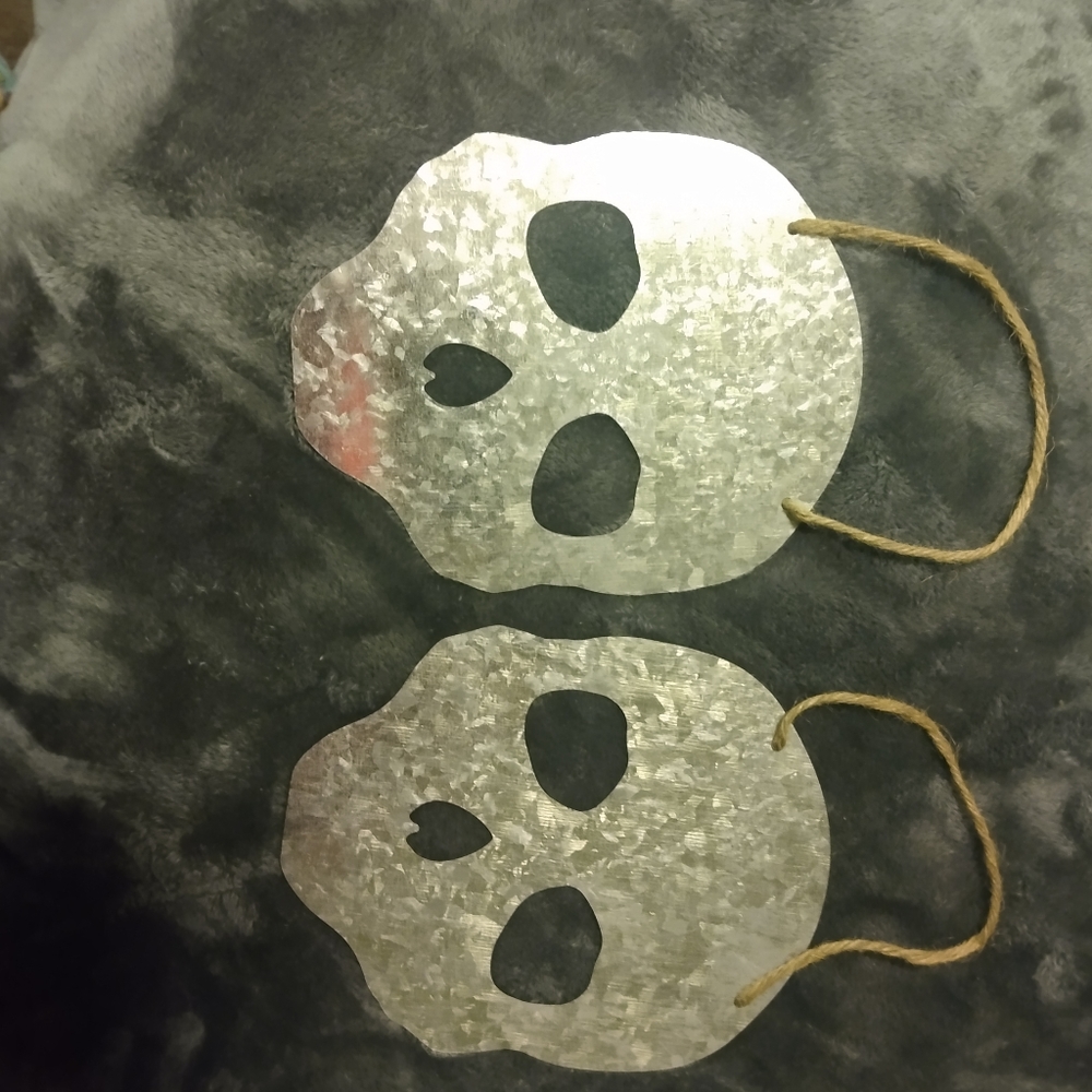 Galvanized skull wall decor